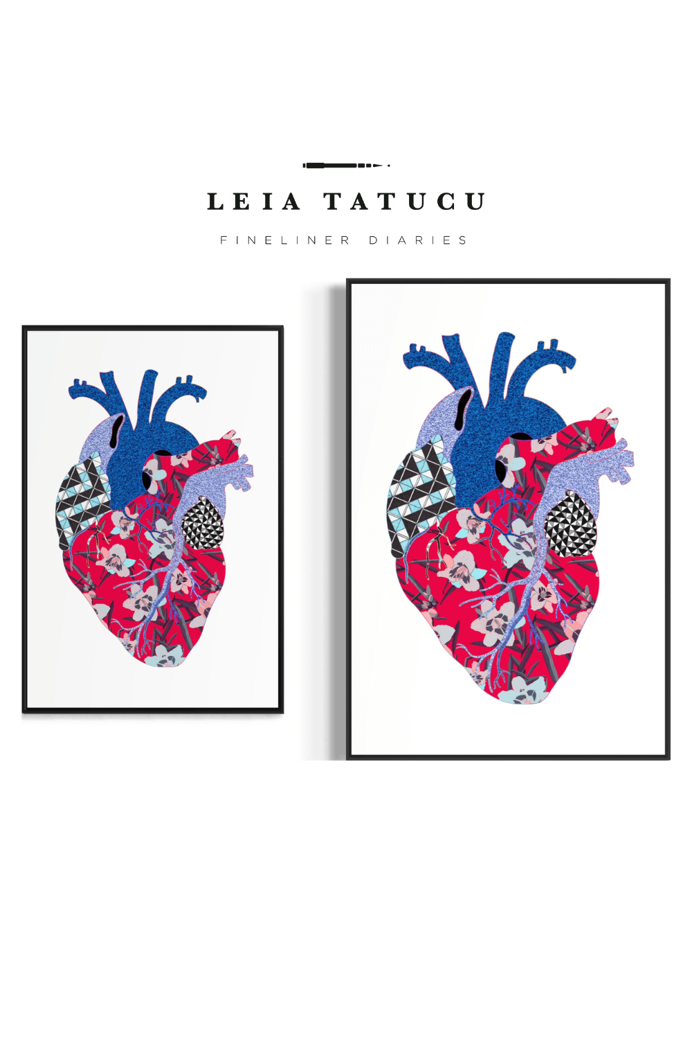 Neon Contour Heart III – Print de Artă Înrămat