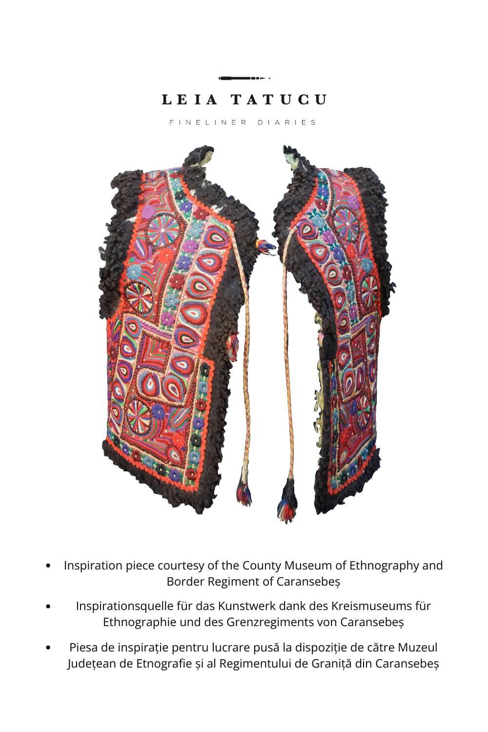 Geflochtene Solarmotive von einer traditionellen rumänischen Weste