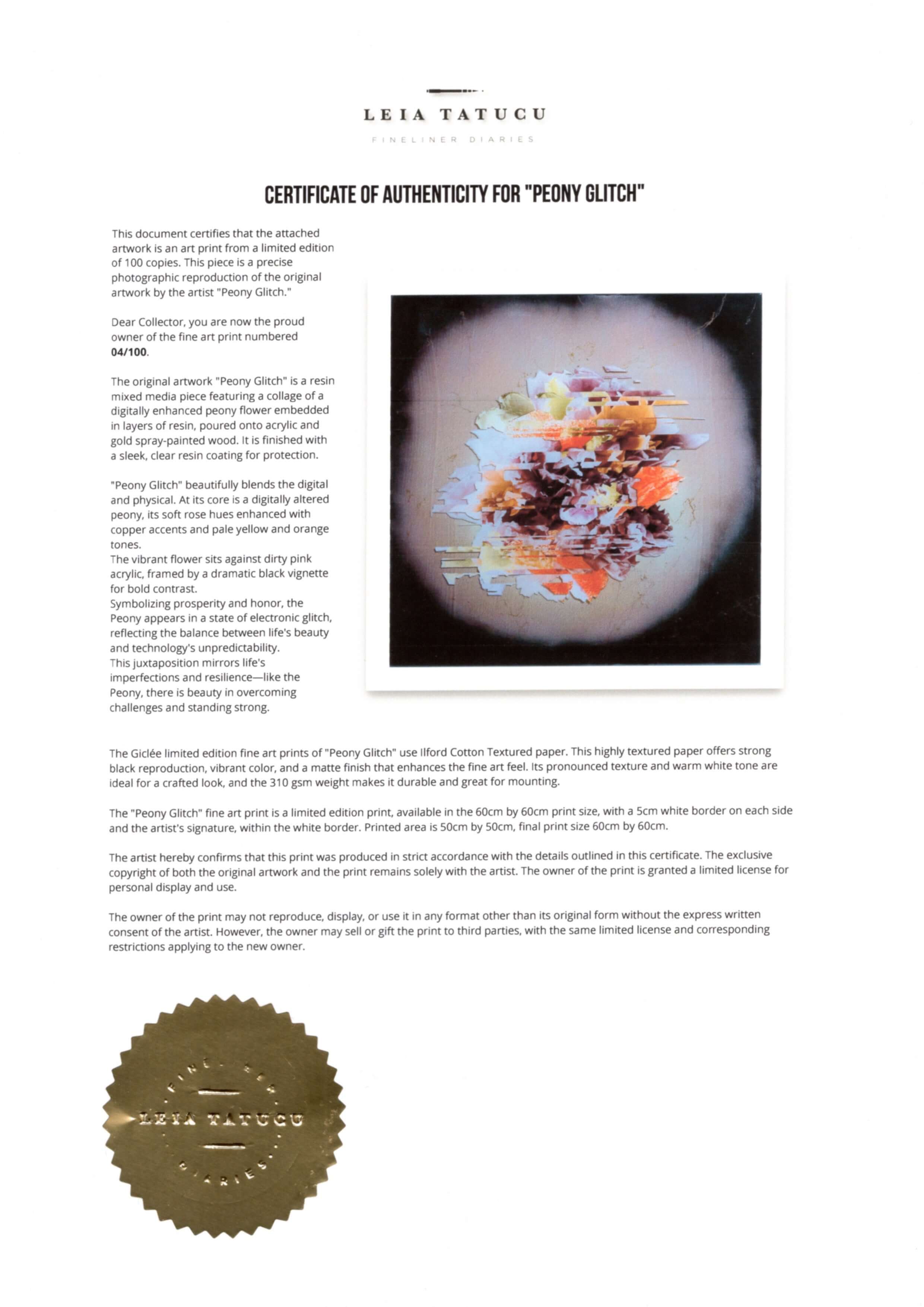 Peony Glitch Limited Edition Fine Art Print