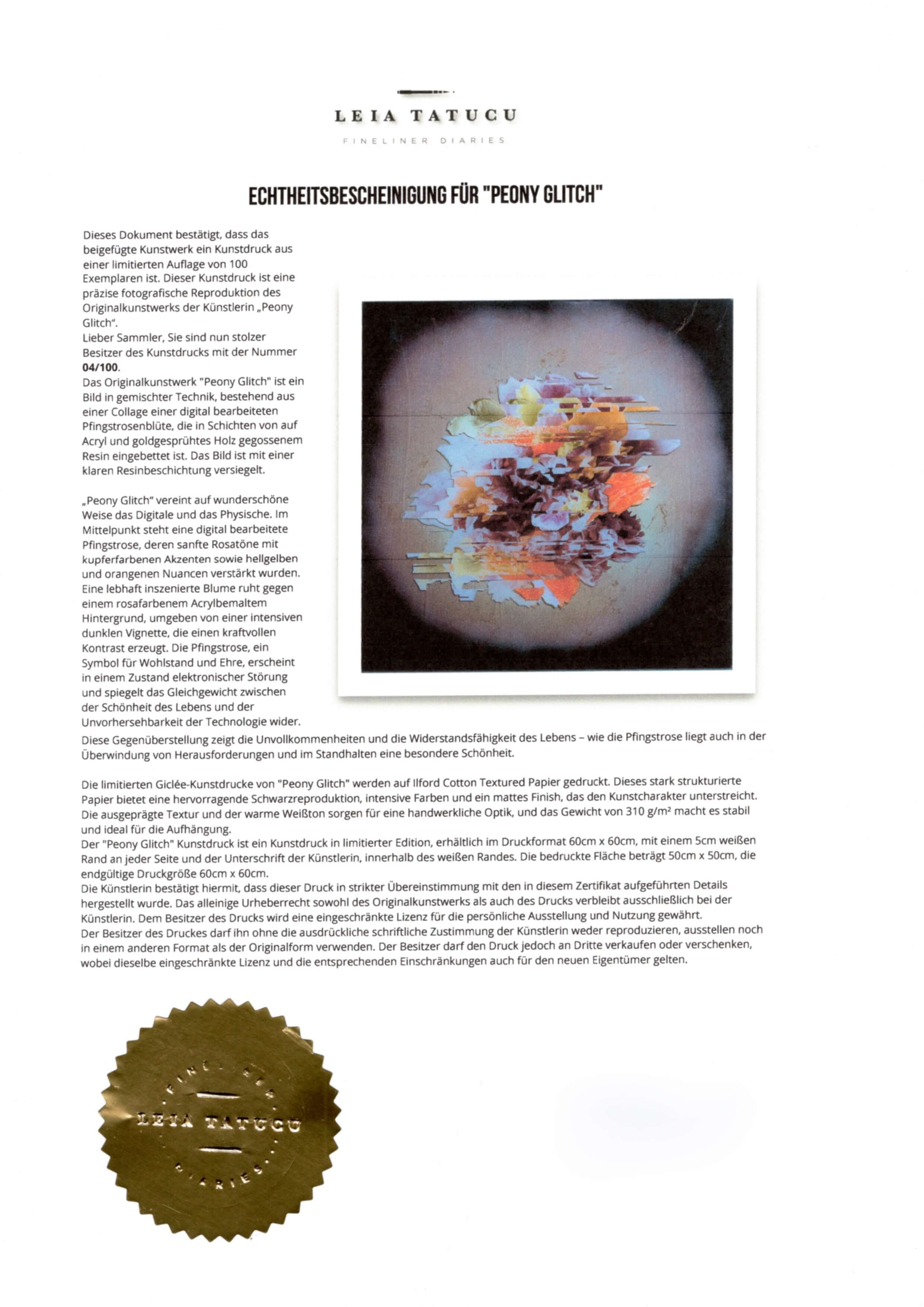 Peony Glitch Limited Edition Fine Art Print