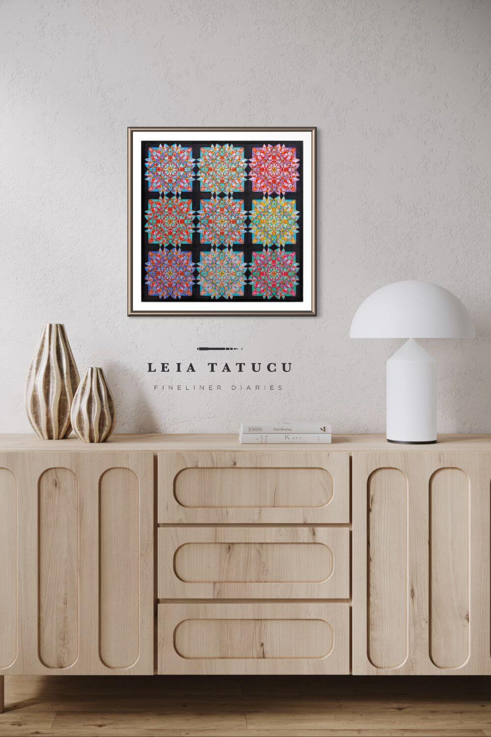 Geometric Lotus Blooms Fine Art Print
