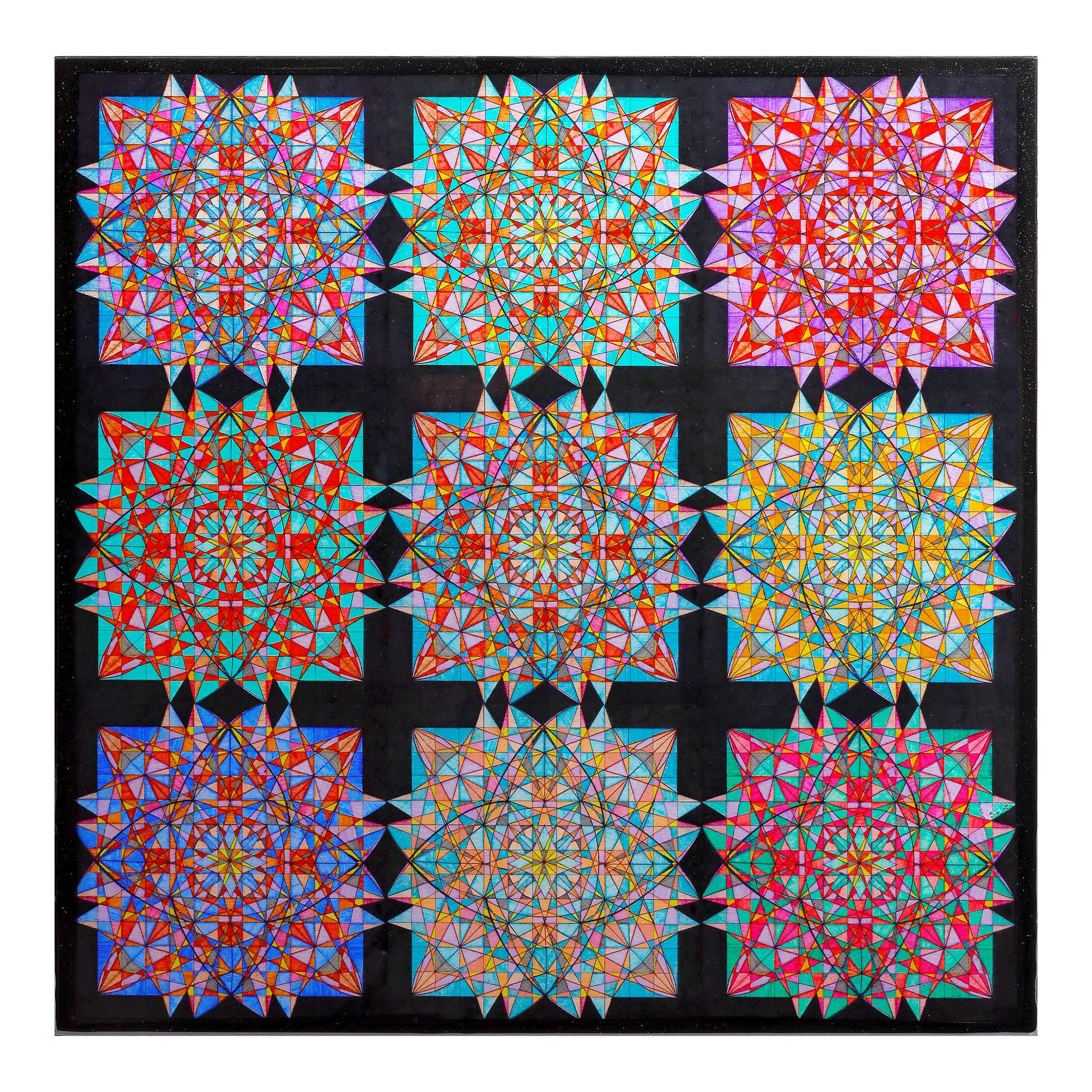 Print de Artă Geometric Lotus Blooms