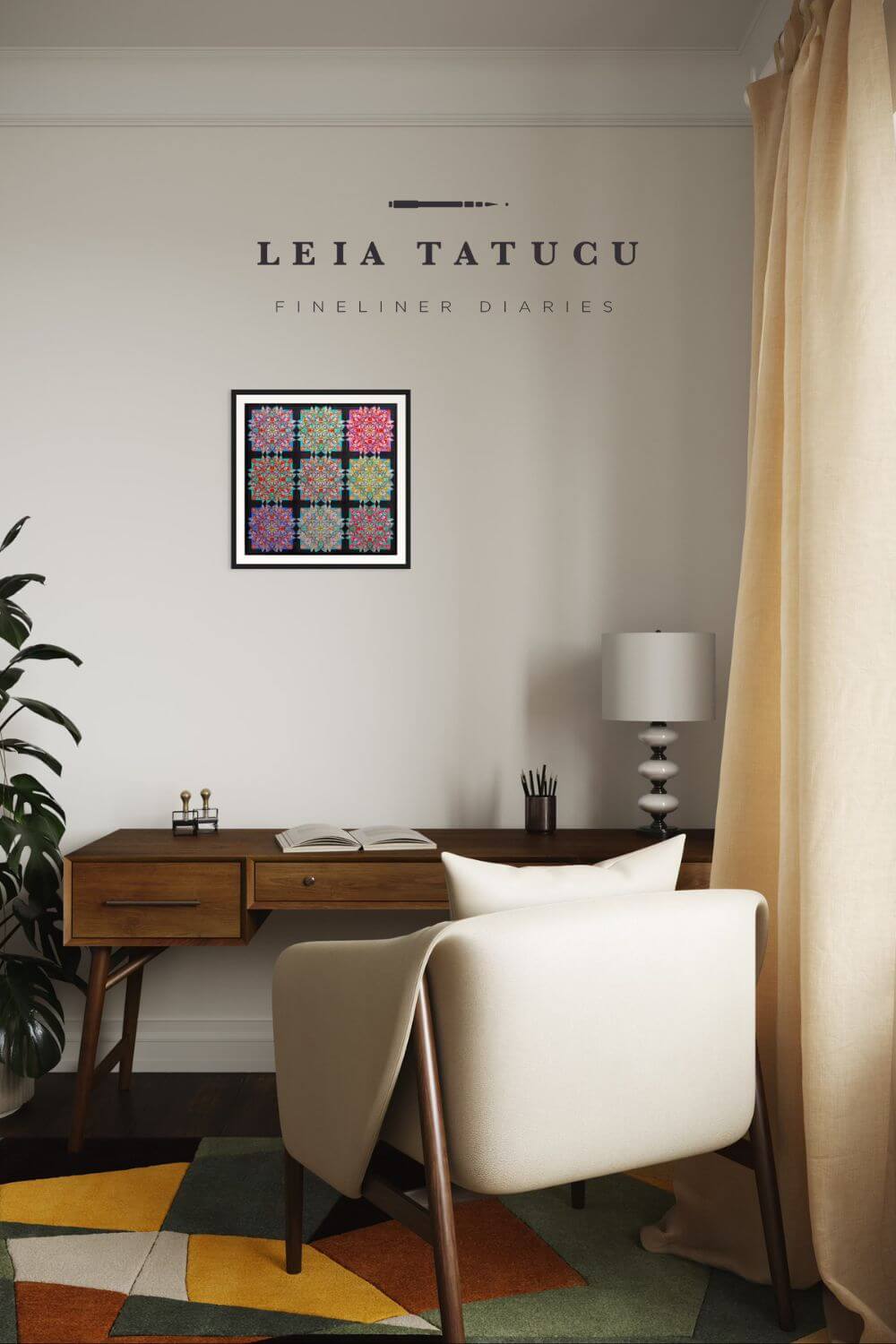 Print de Artă Geometric Lotus Blooms