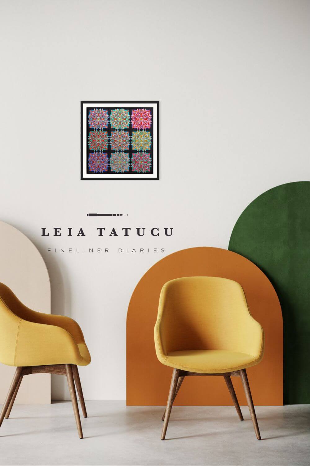 Print de Artă Geometric Lotus Blooms