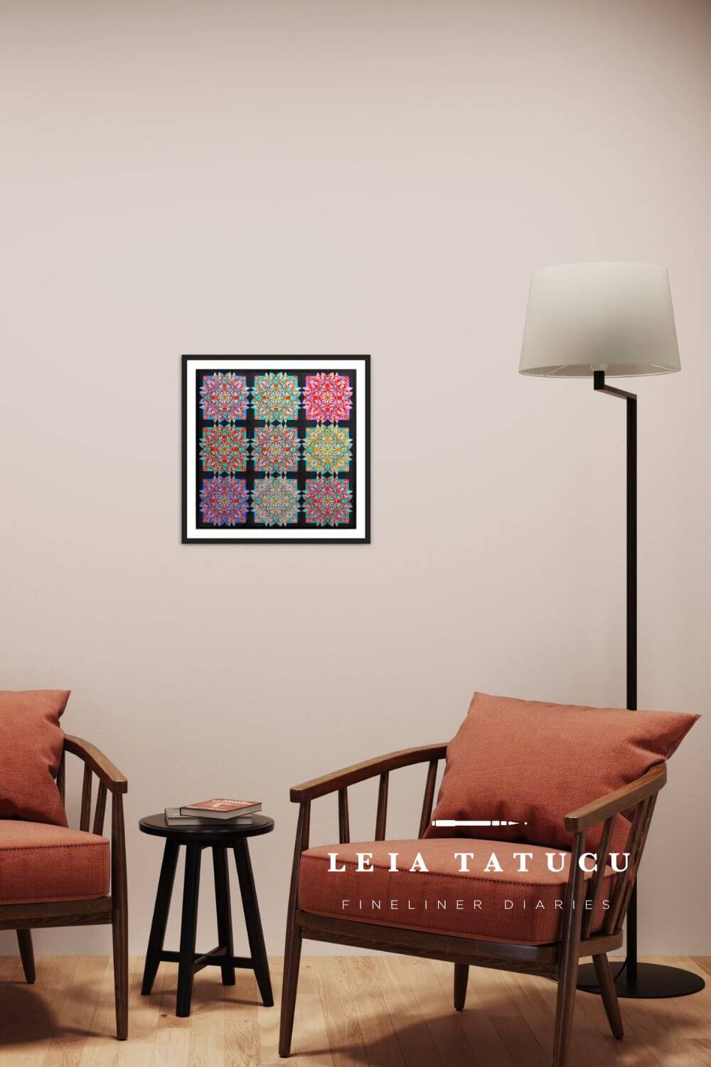 Print de Artă Geometric Lotus Blooms