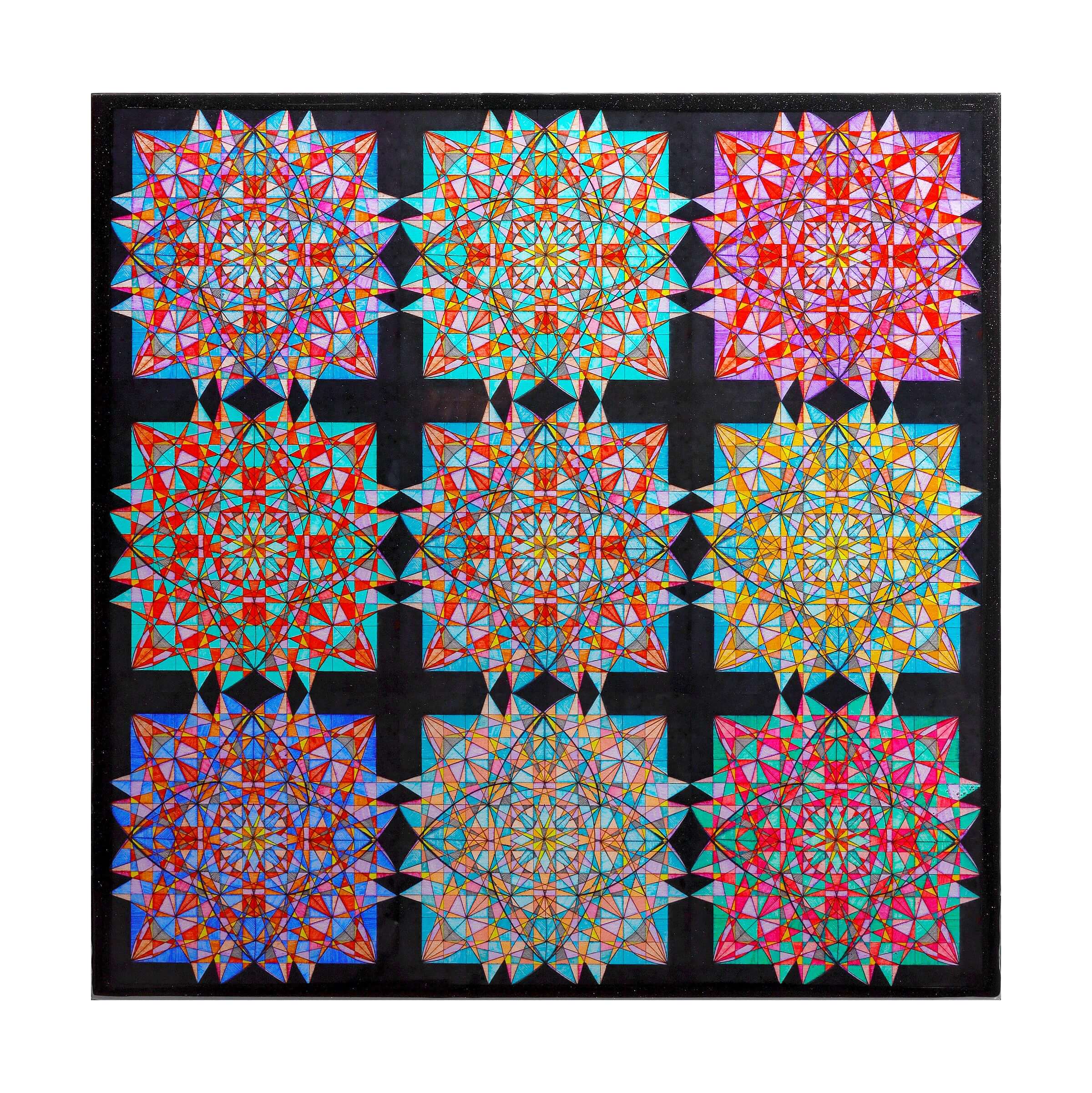 Print de Artă Geometric Lotus Blooms
