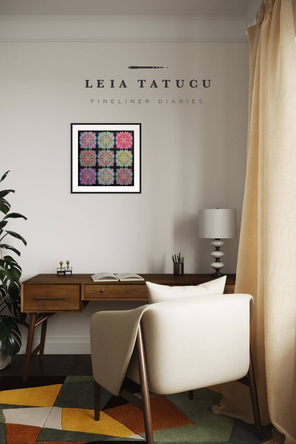 Print de Artă Geometric Lotus Blooms