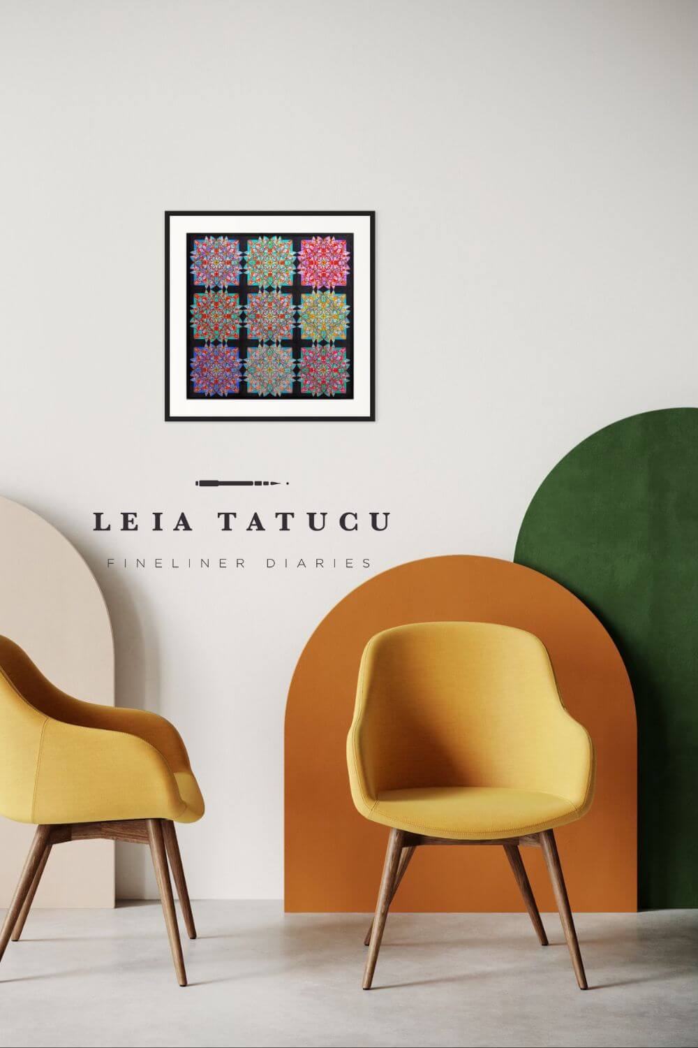 Print de Artă Geometric Lotus Blooms