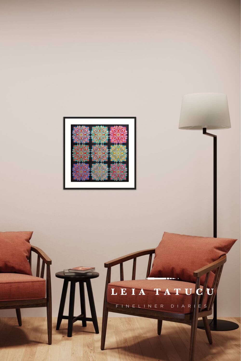Print de Artă Geometric Lotus Blooms
