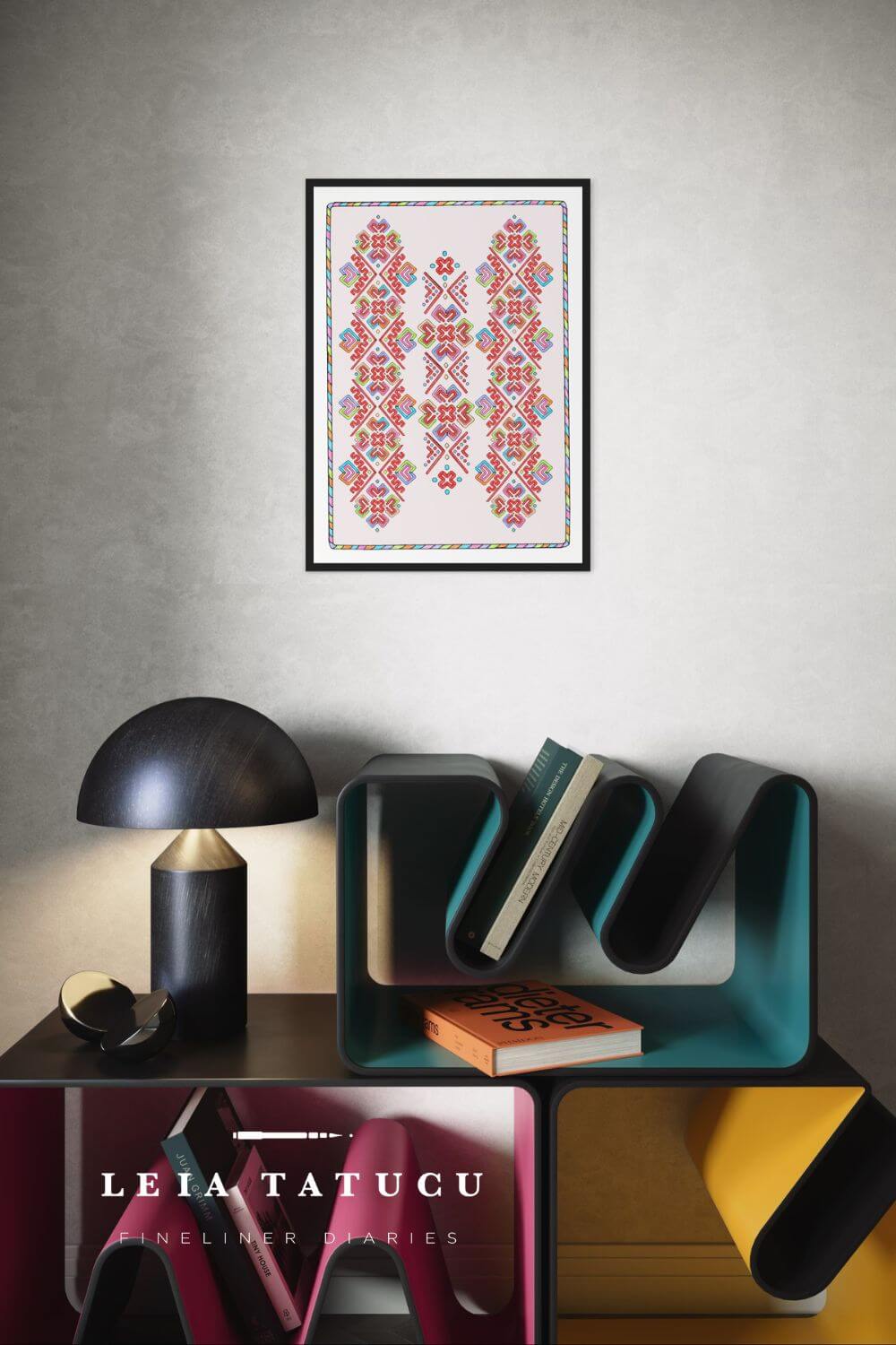Print de Artă Model geometric 1 inspirat de ceapsă tradițională românească