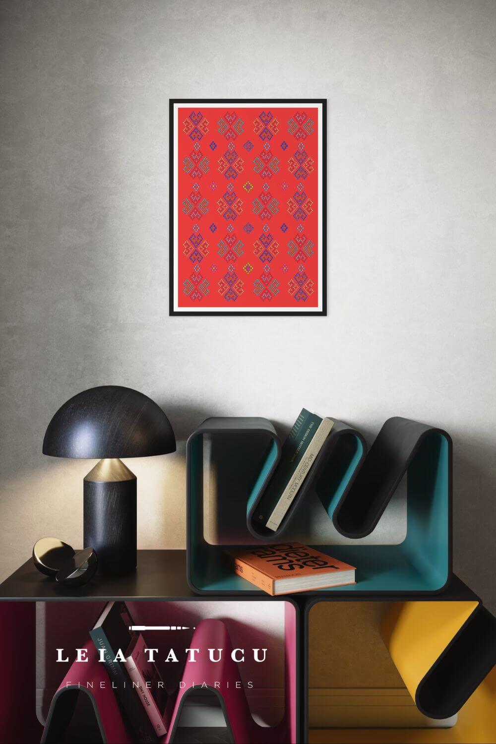 Print de Artă Model geometric 2 inspirat de ceapsă tradițională românească