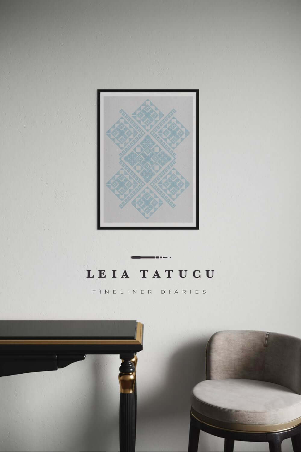 Print de Artă Model geometric de pe o ie tradițională românească