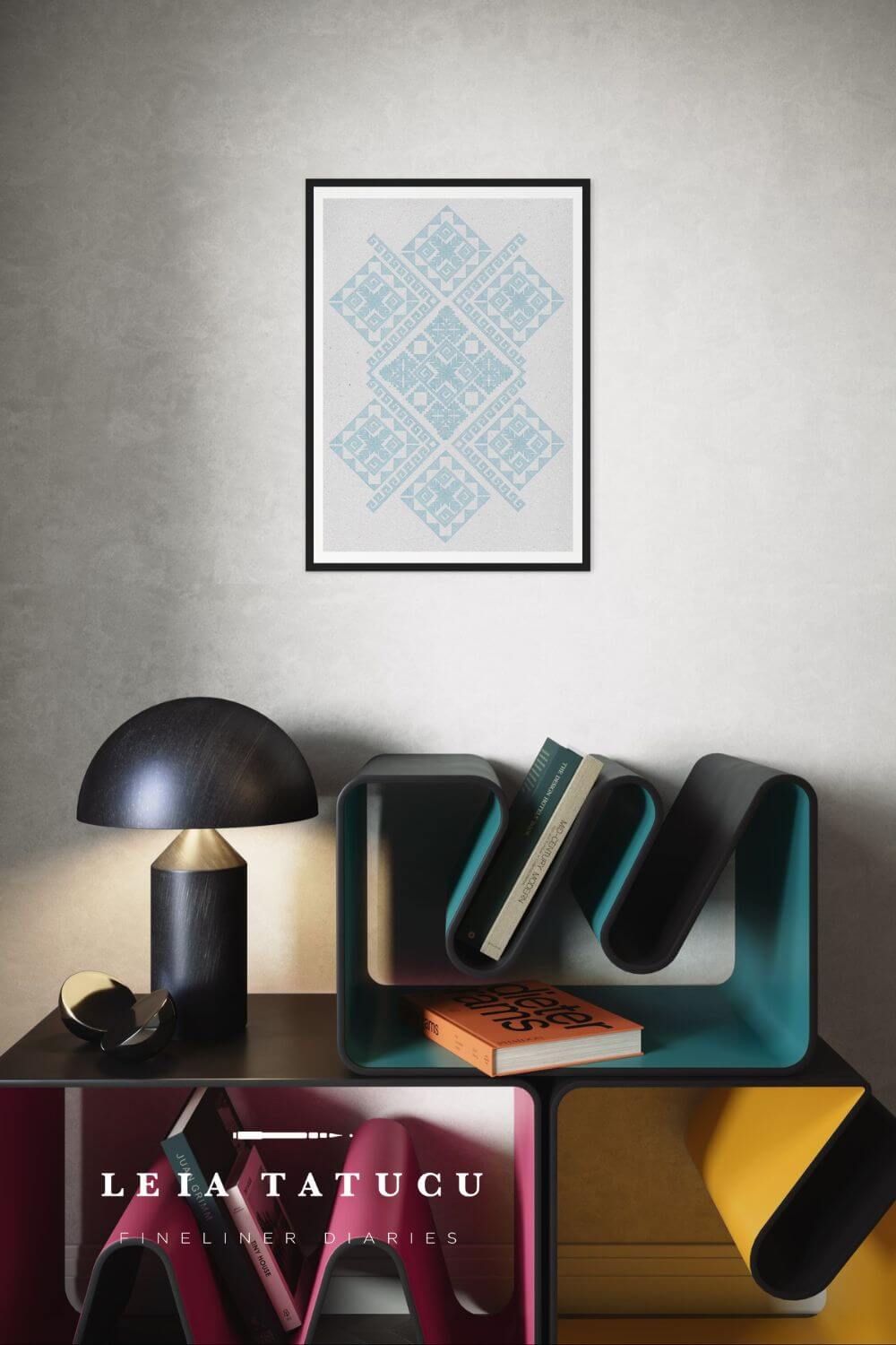 Print de Artă Model geometric de pe o ie tradițională românească