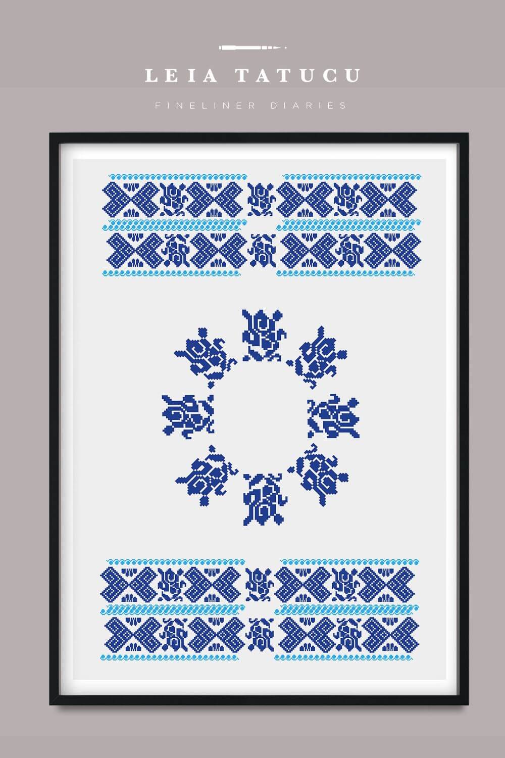 Print de Artă Model geometric dintr-un ștergar tradițional românesc decorativ pentru perete
