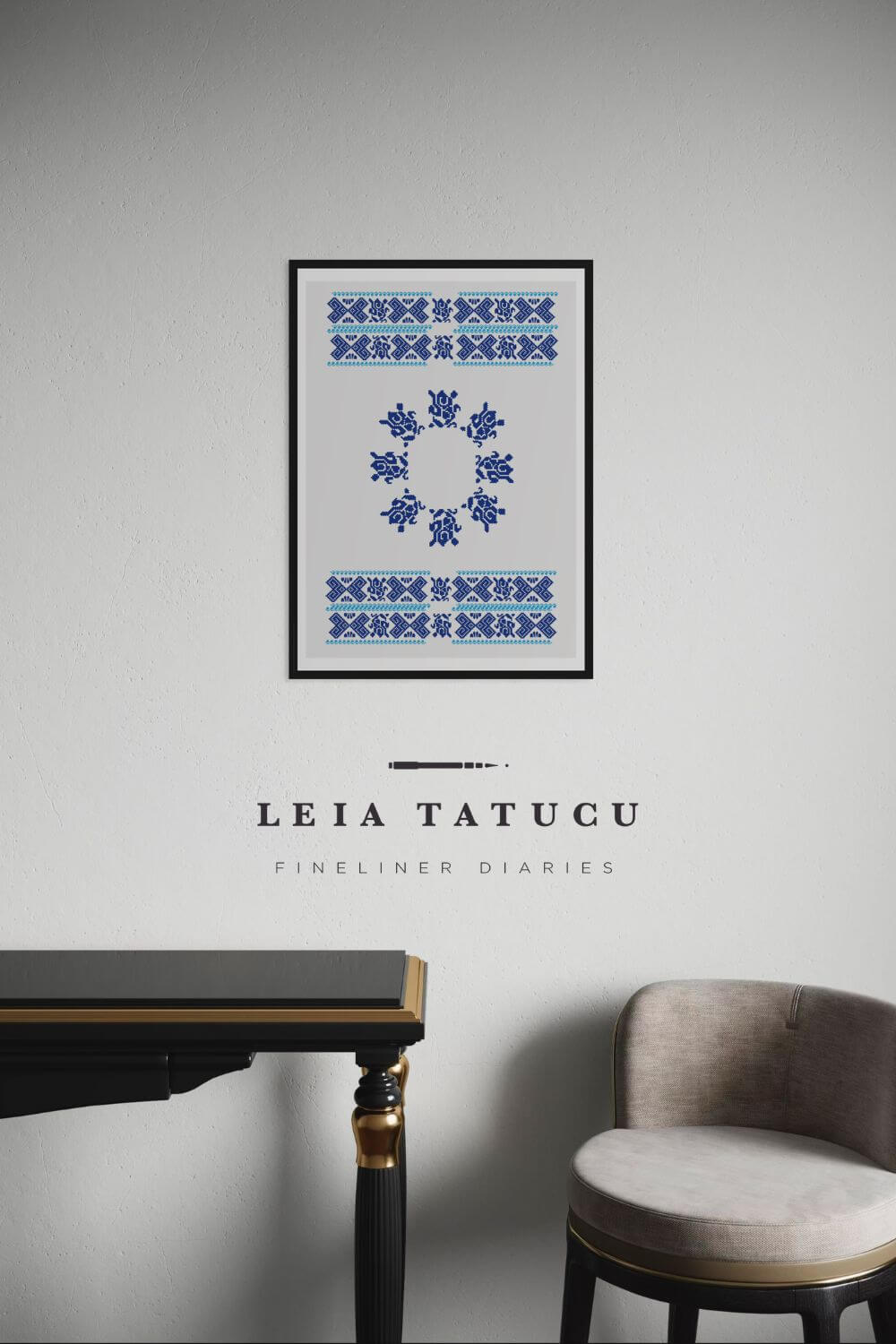 Print de Artă Model geometric dintr-un ștergar tradițional românesc decorativ pentru perete