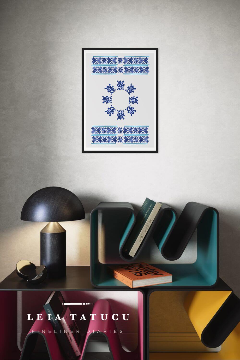 Print de Artă Model geometric dintr-un ștergar tradițional românesc decorativ pentru perete