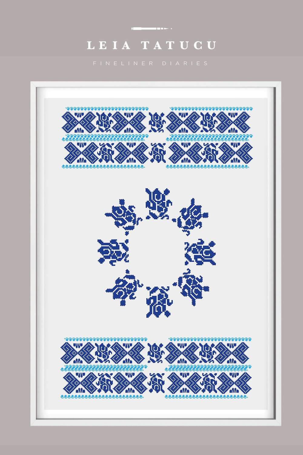 Print de Artă Model geometric dintr-un ștergar tradițional românesc decorativ pentru perete