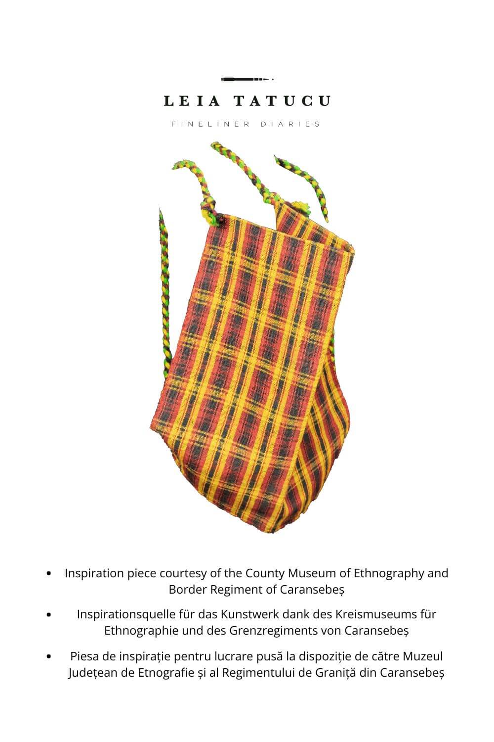 Rumänische traditionelle Tragetasche aus Textil mit geflochtener Kordel