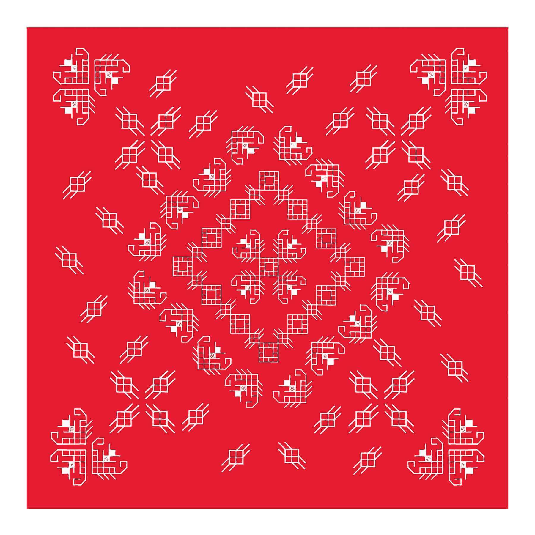 Rumänische traditionelle Motive in Weiss auf Rot