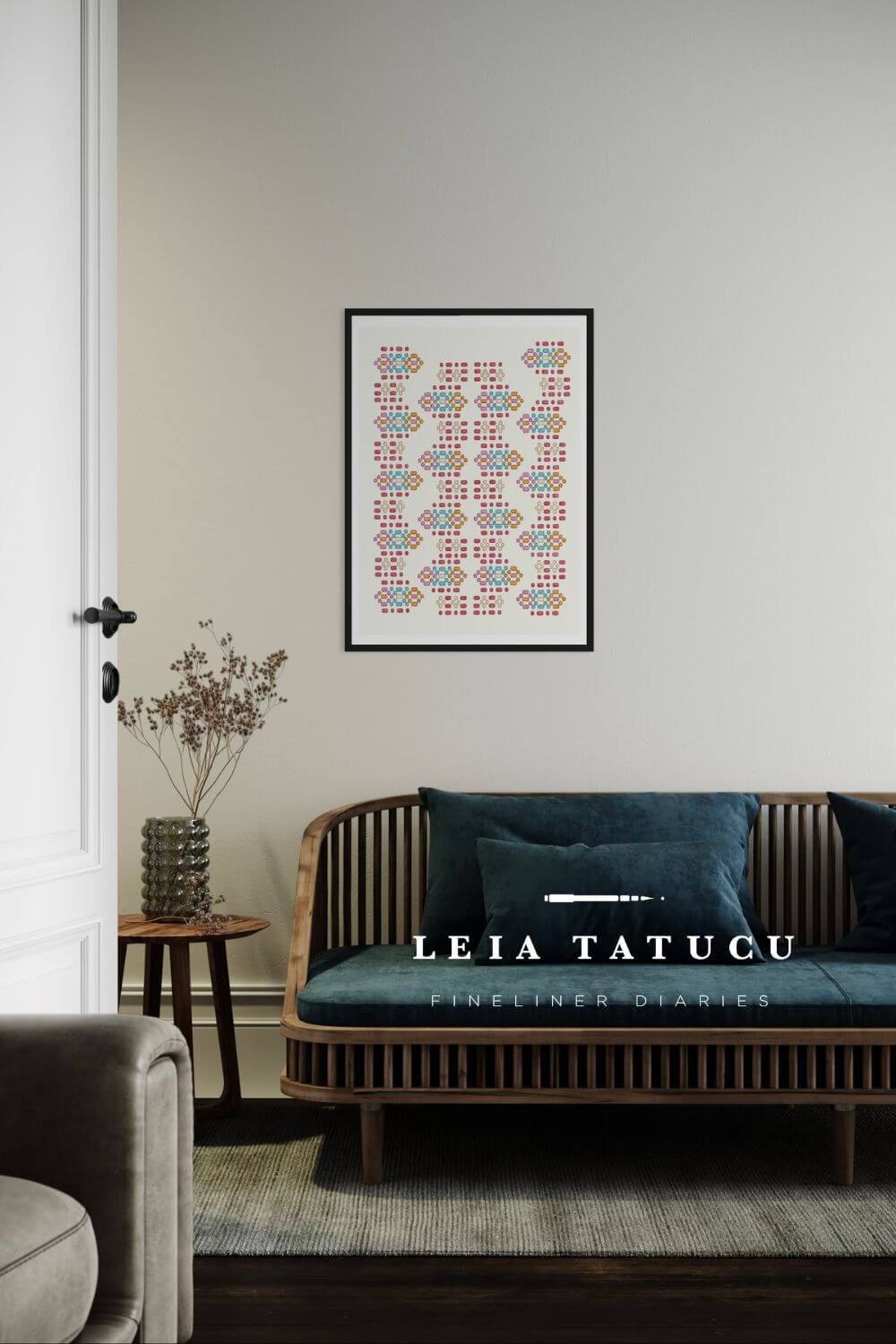 Print de Artă Model Geometric inspirat de un Opreg Tradițional Românesc