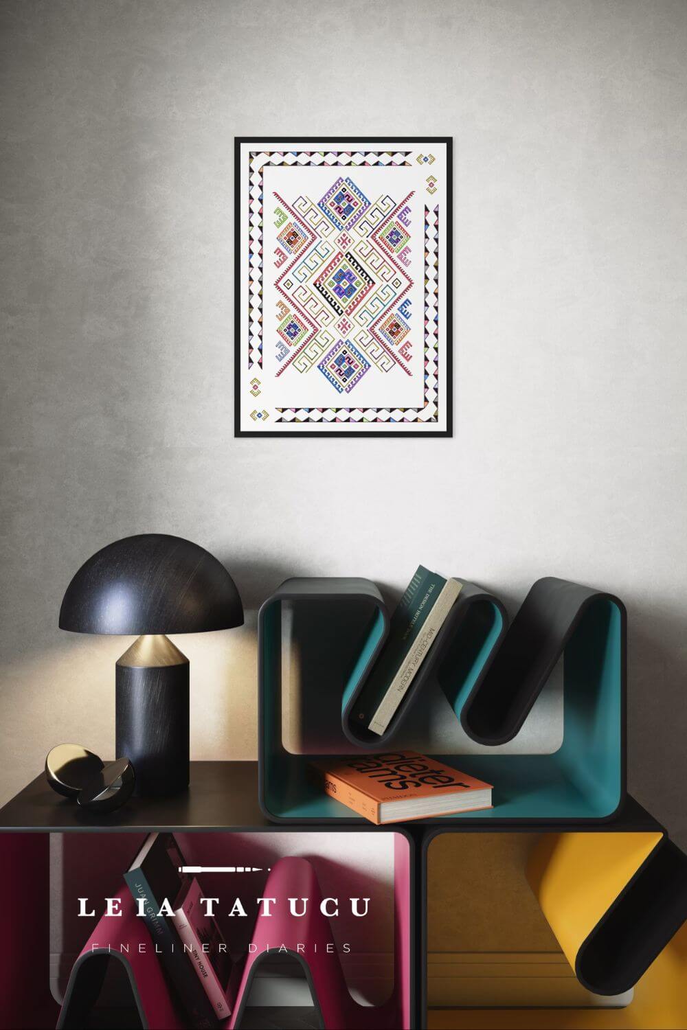Print de Artă Model Geometric inspirat de o Catrință Tradițională Românească