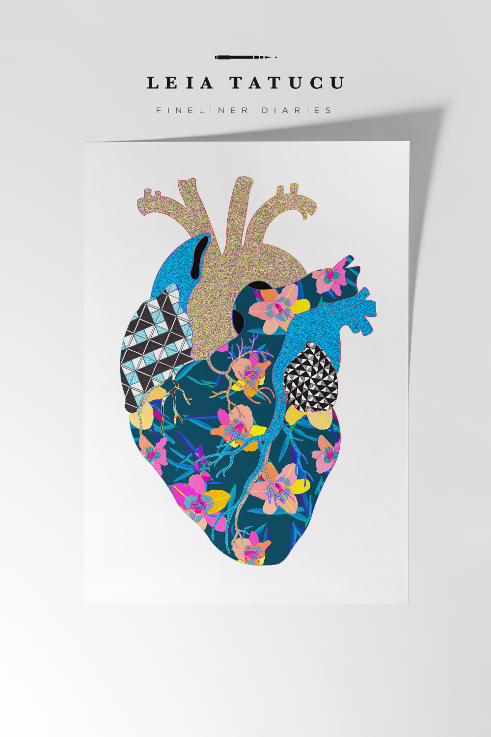 Neon Contour Heart II - Framed Fine Art Print