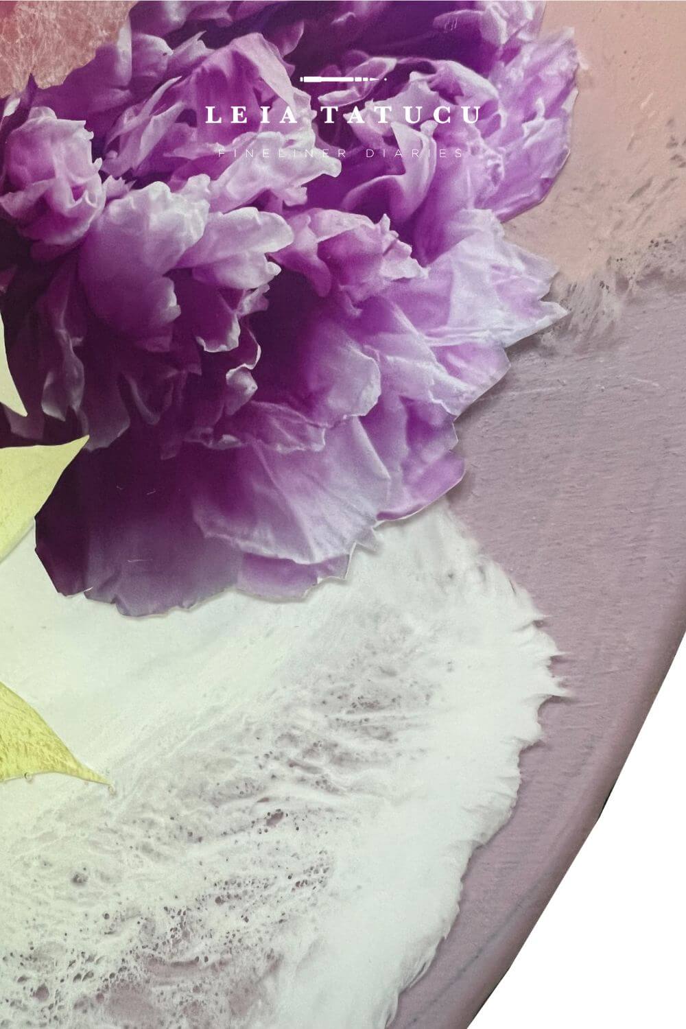 Purple flower with a textured background, a detail shot of the Golden Leaf Peonies artwork.