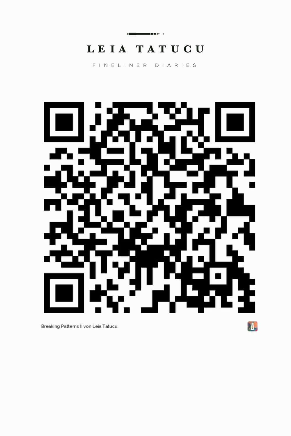 IAZZU QR code for AR-visualizing the Breaking Patterns II resin mixed media artwork by Leia Tatucu.