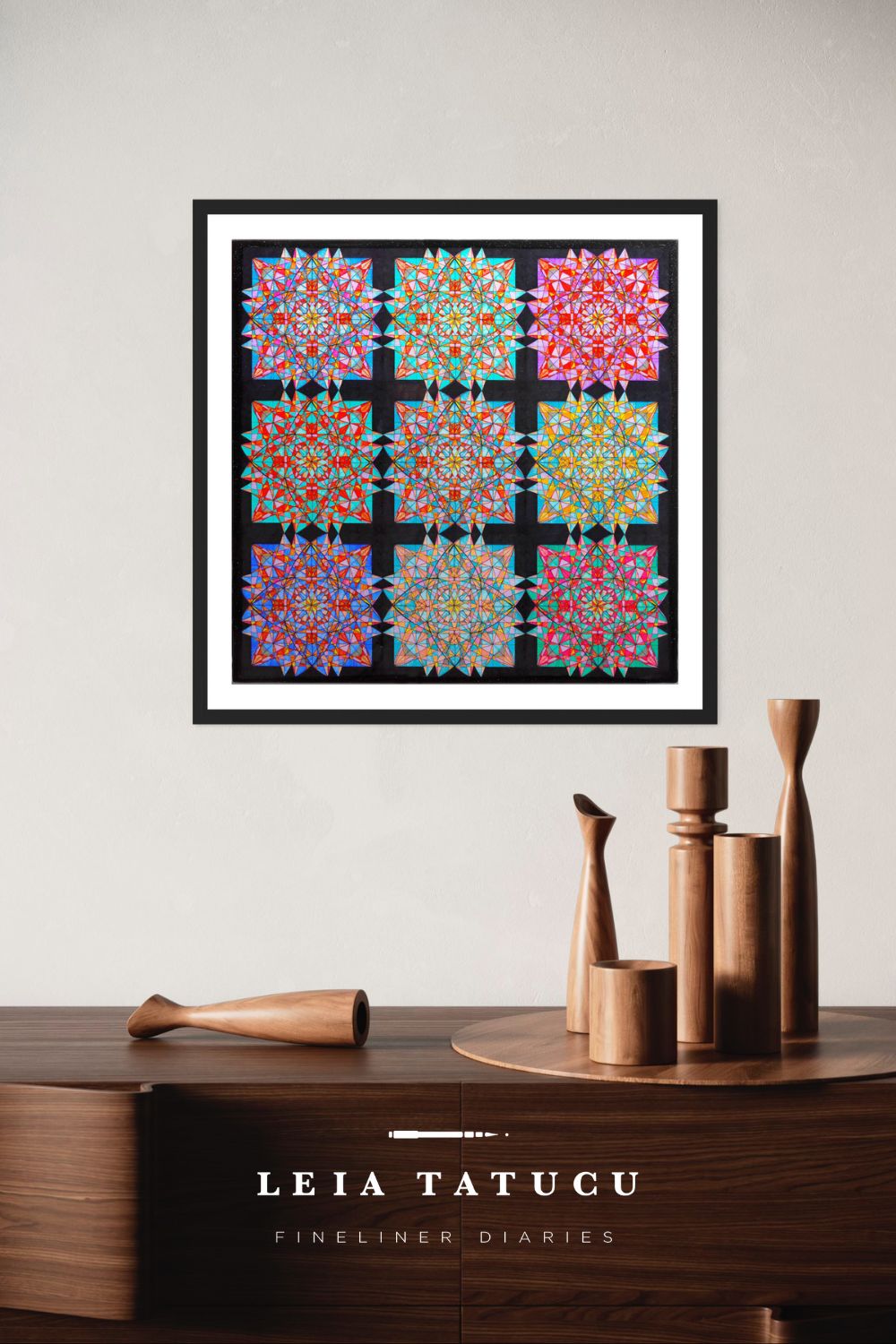 Geometric Lotus Blooms Fine Art Print