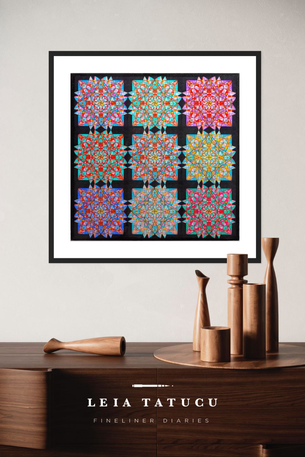 Geometric Lotus Blooms Fine Art Print