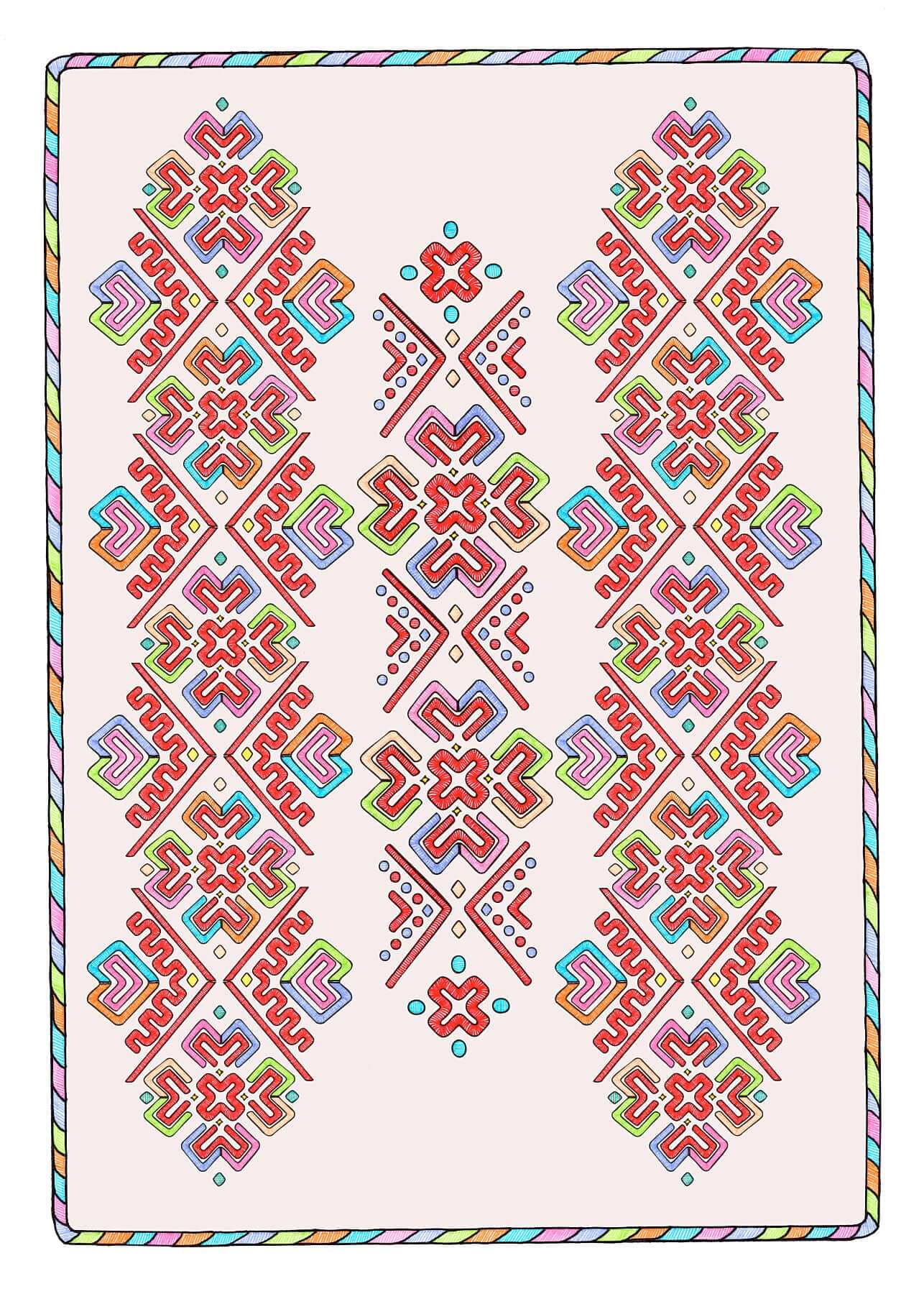 Geometrisches Muster aus einem rumänischen traditionellen Kopfstück 1