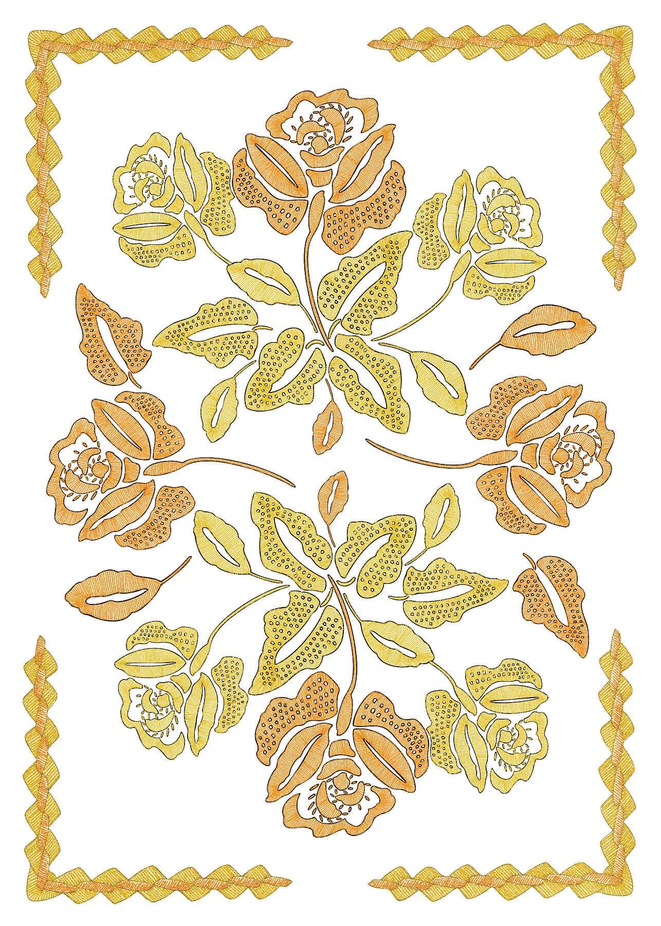 Goldene Fadenrosen aus rumänischen traditionellen Leder-Taillengürtel