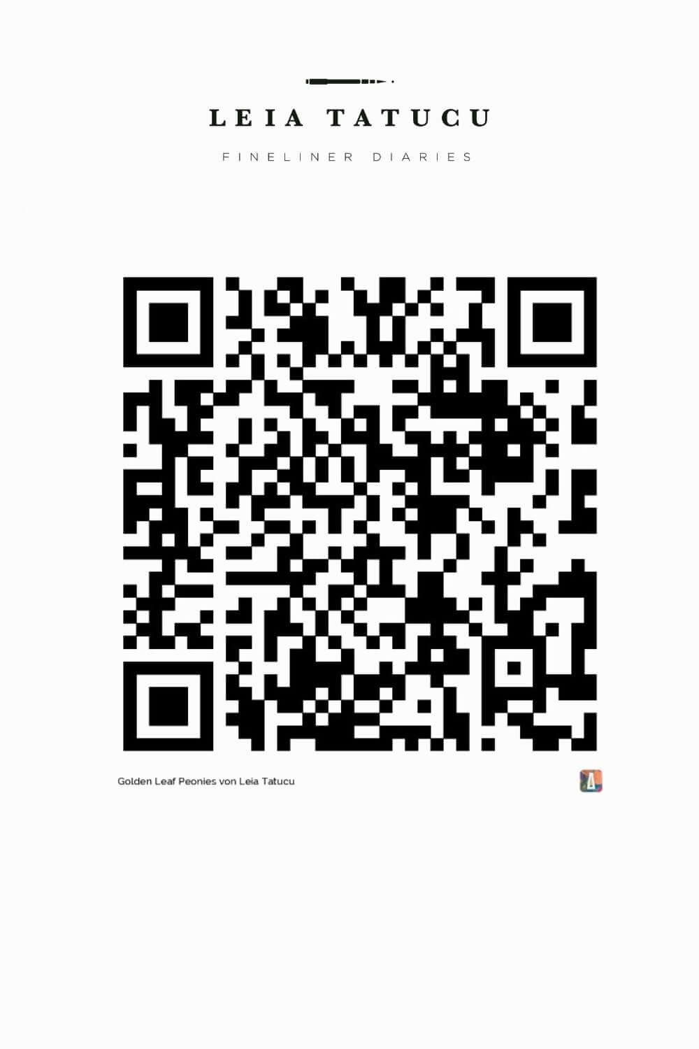 QR code for the IAZZU viewing tool of the  Golden Leaf Peonies resin mixed media artwork.