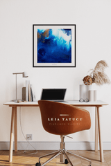 Framed Deep Blue Shades 60x60cm Fine Art Print in Interior Setting 4